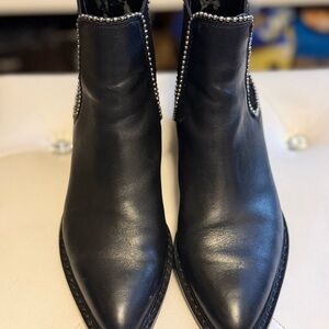 Coach Bowery Black Ankle Booties with Silver beaded Accents